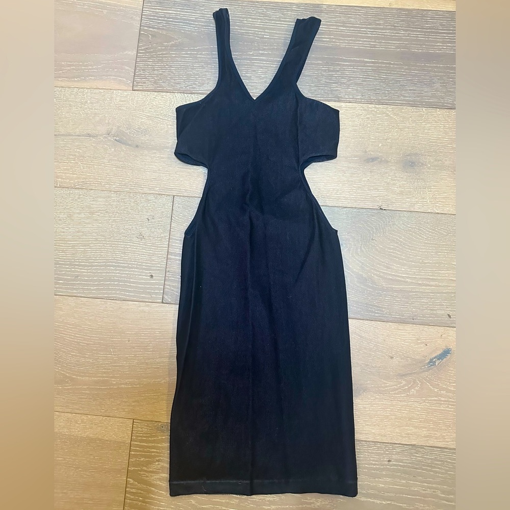 Bebe, black, side cutout bodycon dress